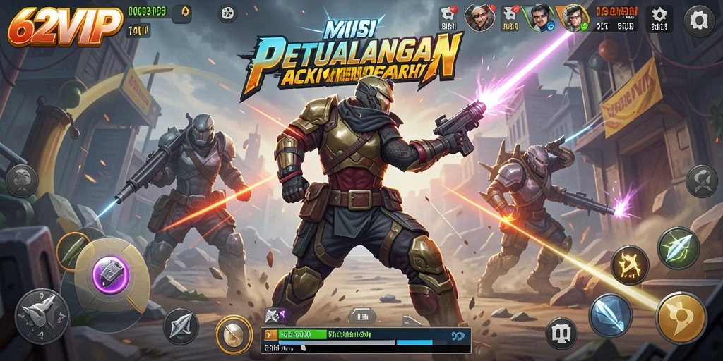 Screenshot gameplay 62VIP dengan aksi menegangkan dan grafis tinggi.