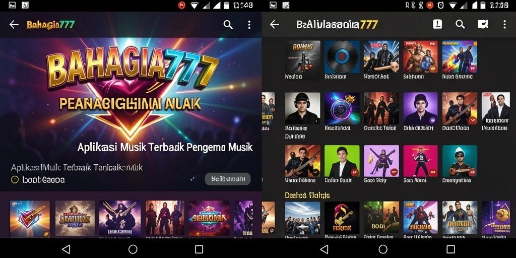 Tangkapan layar gameplay aplikasi musik BAHAGIA777 yang menarik.