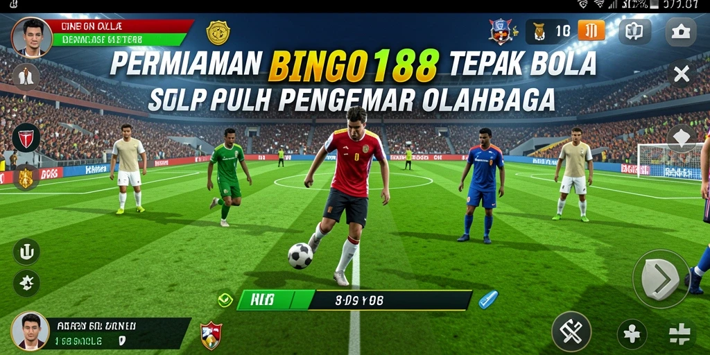 Screenshot BINGO188 menampilkan aksi seru permainan sepak bola.