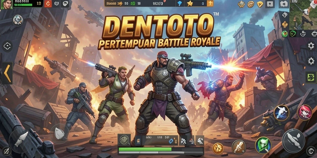 Tampilan gameplay DENTOTO dengan aksi pertempuran Battle Royale yang mendebarkan.