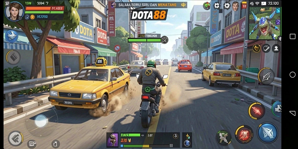 Screenshot gameplay DOTA88 menampilkan balapan dengan visual yang memukau.