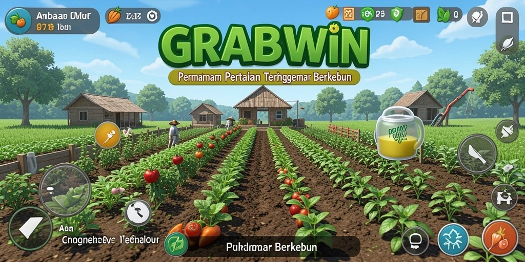 Tampilan gameplay GRABWIN yang menarik dan interaktif dalam pertanian.