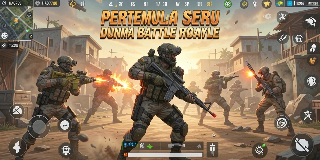 Screenshot game HAO788 menunjukkan aksi pertempuran intens di medan perang.