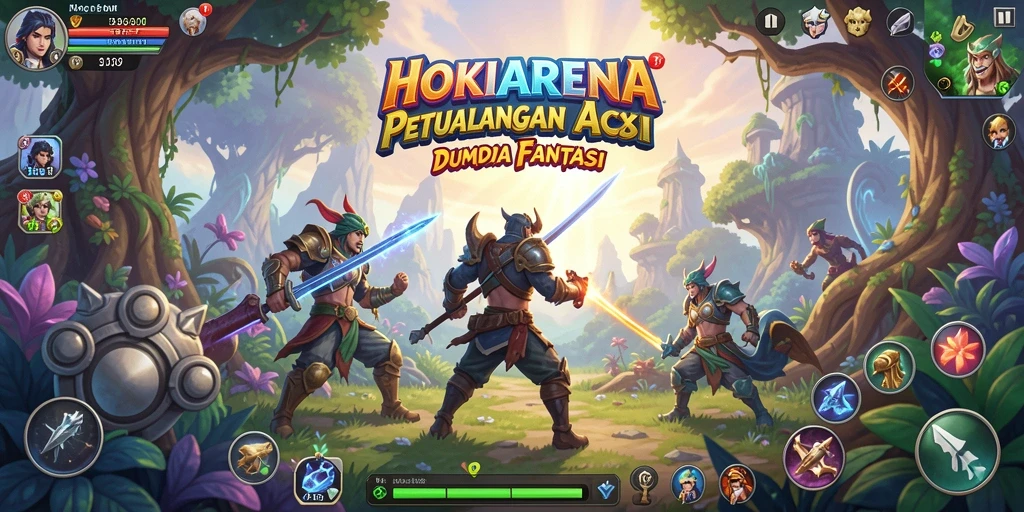 Tampilan gameplay seru HOKIARENA di dunia fantasi.