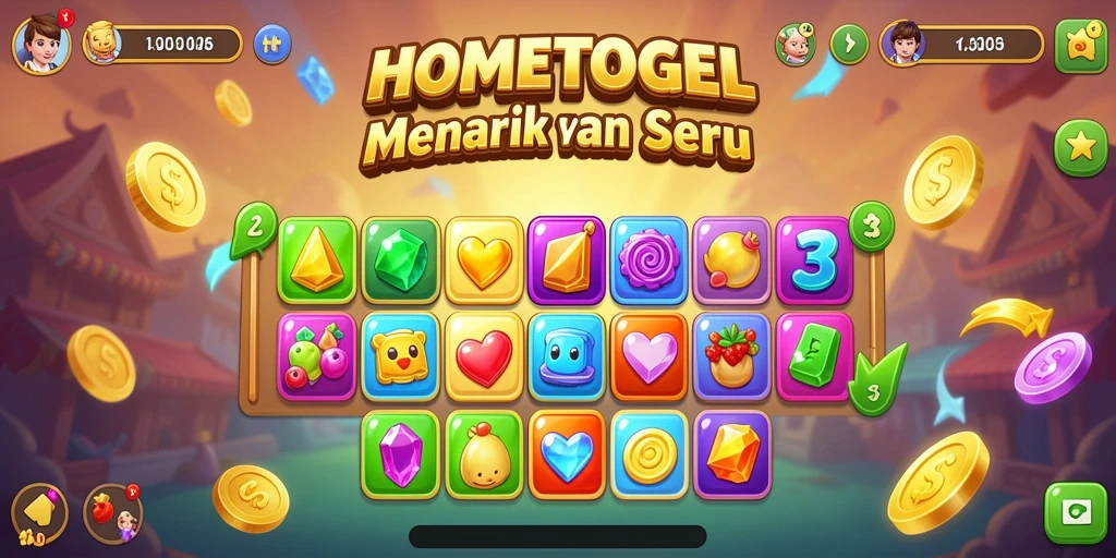 Tangkapan layar gameplay <strong>HOMETOGEL</strong> yang menampilkan aksi seru mencocokkan item.