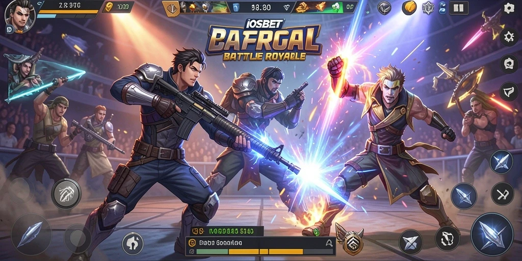 Tangkapan layar dari gameplay seru IOSBET dengan banyak aksi Battle Royale.