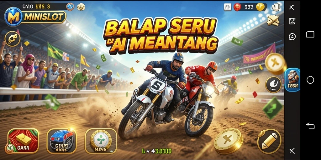 Tampilan menarik dari gameplay balap di MINISLOT.