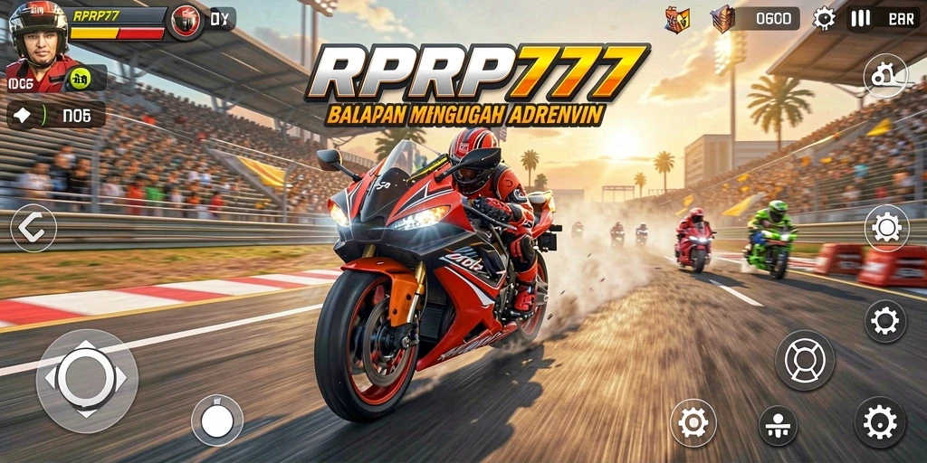 Gambaran gameplay mendebarkan RPRP777 dalam balapan motor.