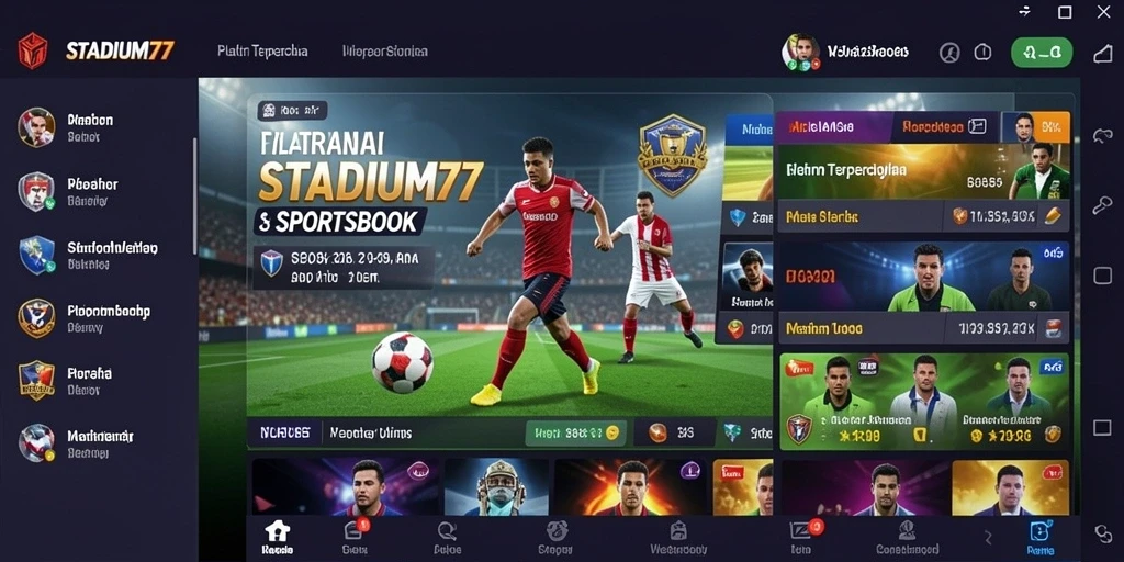 Tampilan menarik dari aplikasi STADIUM77 saat bertaruh di Sportsbook.