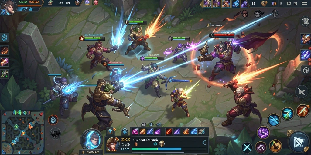 Tangkapan layar ZK3 menampilkan pertempuran seru dalam game MOBA.